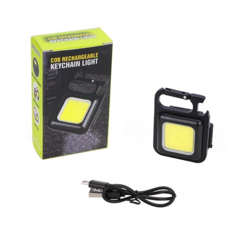 Lampu Senter Led COB Mini USB Charger Model Gantungan Kunci Multifungsi Super Terang