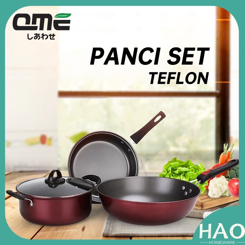 Panci Set Teflon QME 2432 Wajan Tebal Bagus Kado Nikah