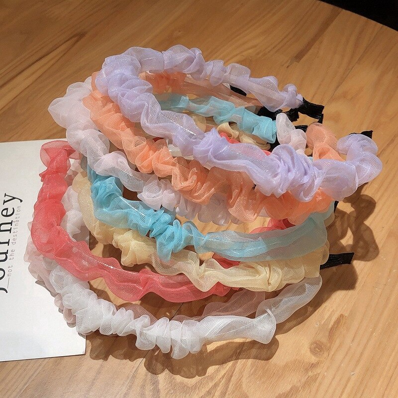 OVERFLOWS.ID  Bando Organza Kerut Scrunchie Import Ala Korea Headband Lucu Murah