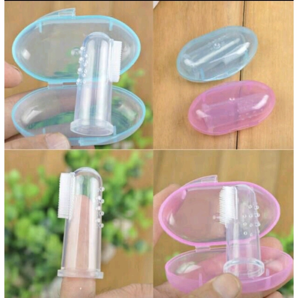 SIKAT GIGI JARI BAYI SILIKON LEMBUT DENGAN KOTAK / SIKAT LIDAH BAYI / BABY TOOTH BRUSH SILICONE BPA FREE (IP)