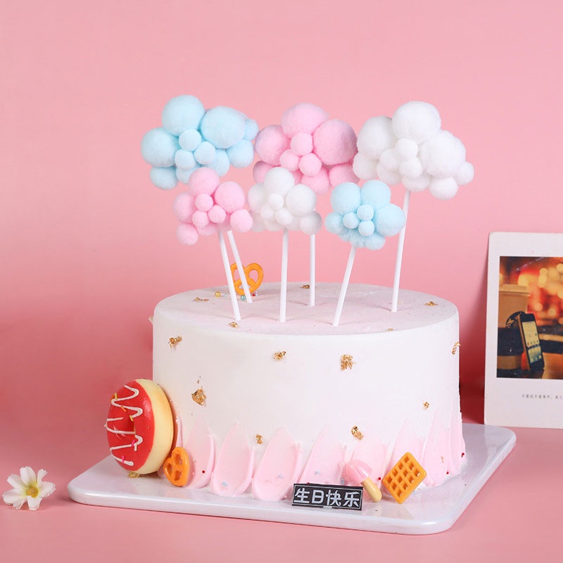 Topper happy birthday/topper Kue/topper cake Awan &amp; Balon Udara 3d Untuk Dekorasi