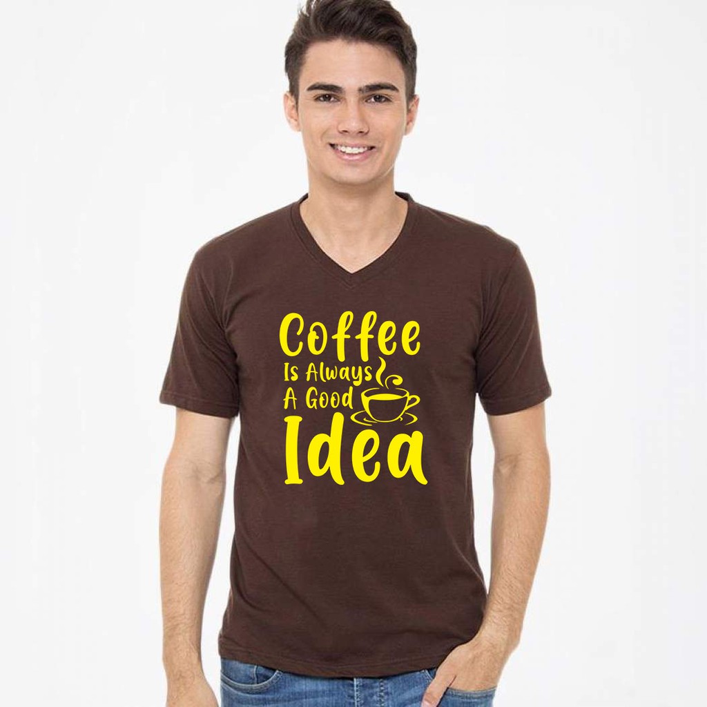 YOURSTYLE1119 - KAOS PRIA VNECK COFFEITSAGOODIDEA / KAOS VNECK / KAOS TERLARIS / KAOS UNISEX