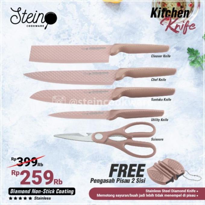 

Ag77Z75 Kitchen Knife Pisau Set Diamond Non Stick 6 In 1 By Stein 85Yq1056R5