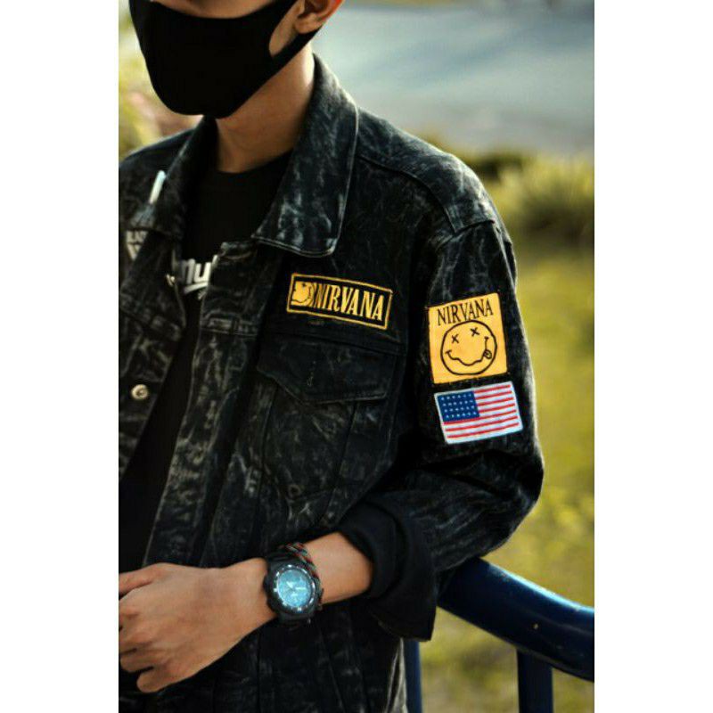 JAKET DENIM Keren / JAKET JEANS Pria Keren MURAH Kualitas Premium PATCH Sudah Terpasang (Bisa COD)-2