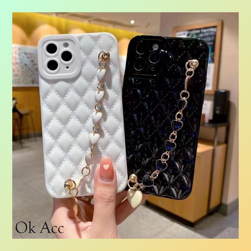 Holder Case Tali rantai Hati Love Cover Kamera for Infinix Smart 5 and Iphone 7 8 7+ 8+ X Xs Xr Max 11 Pro Max 12 13 KP