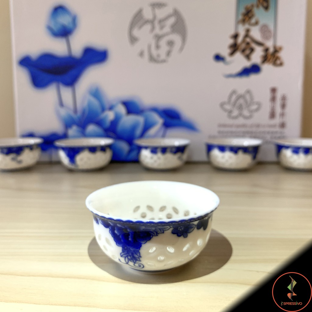 Teko 200ml + 8 Cangkir Saringan teh keramik blue &amp; white chinese tea set [1003]