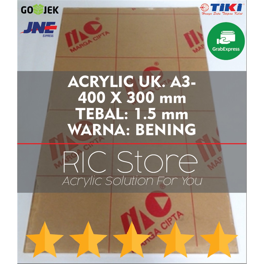 

Acrylic / Akrilik Lembaran Uk. A3 - 40X30 Tebal 1,5mm BENING