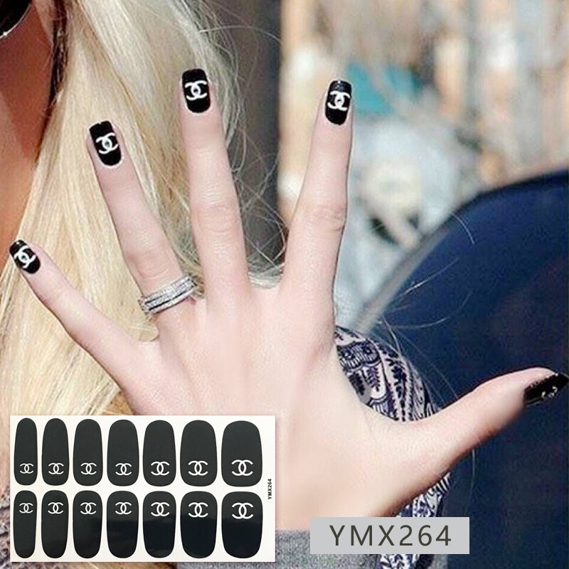 Ymx 14pcs / set YMX6 Stiker Kuku Motif Kartun Grafiti / Leopard Aksen Glitter Anti Air Untuk Nail Art