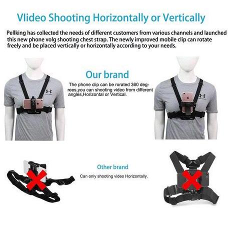 KTS.19Au22ᵞ ‣ Chest Strap Tali Dada Handphone Hp Kamera actioncam Mount Body Belt Clip Holder HP che