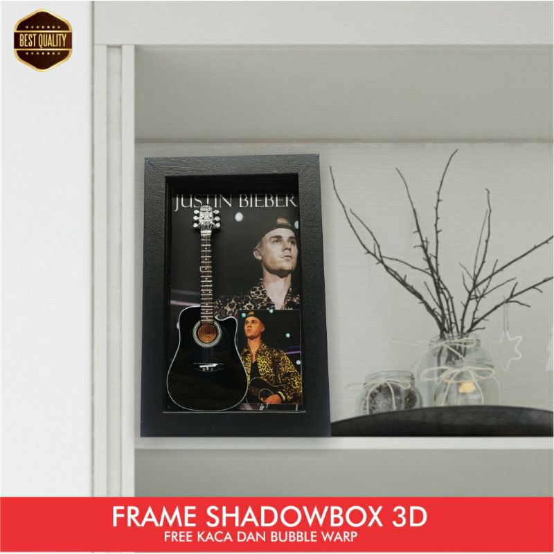 frame shadowbox justin bieber pajangan justin bieber miniatur gitar justin bieber