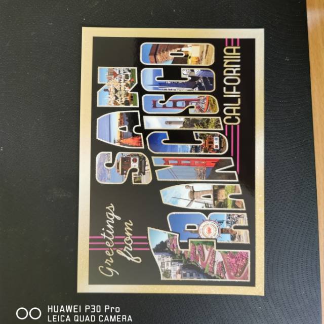 

Kartu pos san fransisco amerika / Amerika glitter postcard