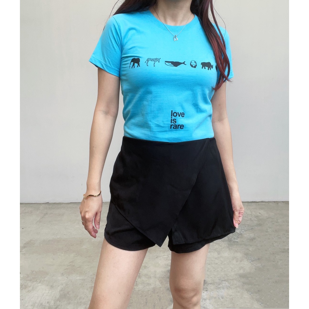 SL366 - Atasan Short Sleeves Skyblue Basic Cotton Adem