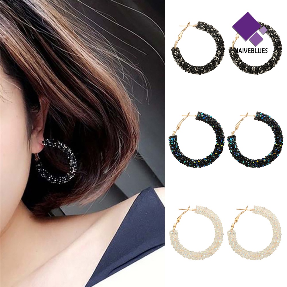 Anting Hoop Bentuk Bulat Gaya Elegan Untuk Wanita