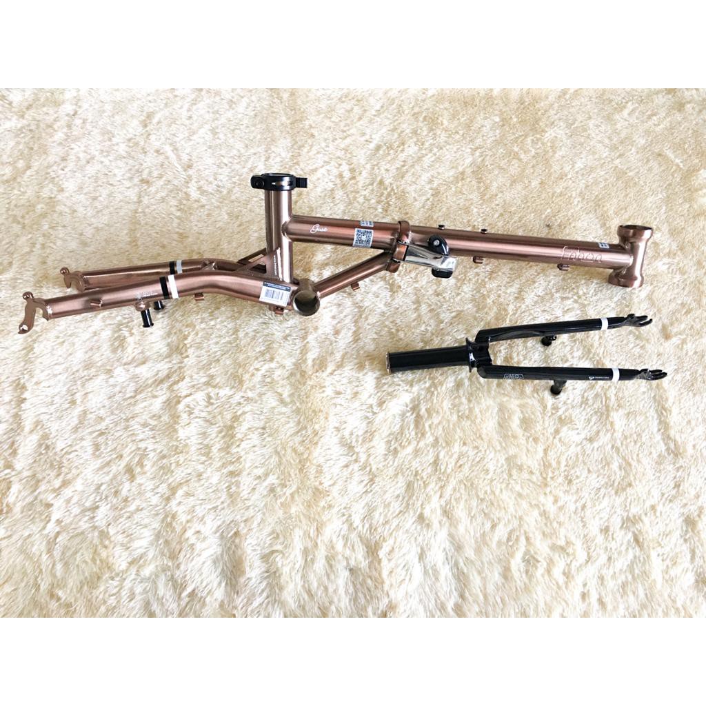 Frame Set Fnhon Gust Rose Gold Titanium Vb Vbrake V brake 16 inch tanpa Handlepost HP not Brompton