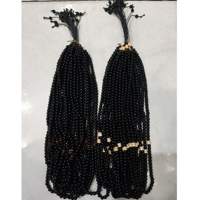 Kalung Tasbih 99 Manik-Manik Hitam 6mm Etnik 12buah Kulakan Grosir