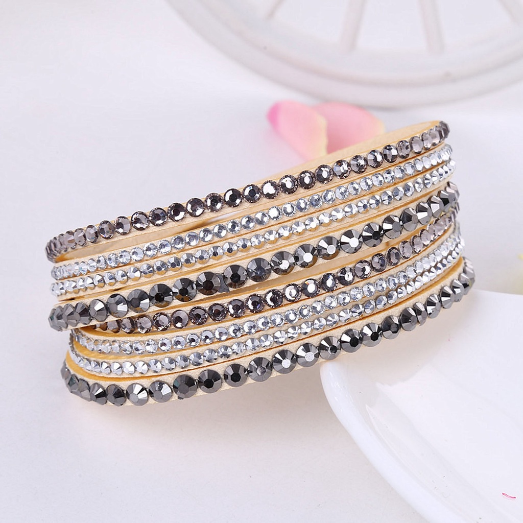 Hu Hu Hu Hu Hu Alat Bantu Pasang Kacamata♡ Gelang Multilayer Aksen Berlian Imitasi Gaya Bohemian Untuk Wanita