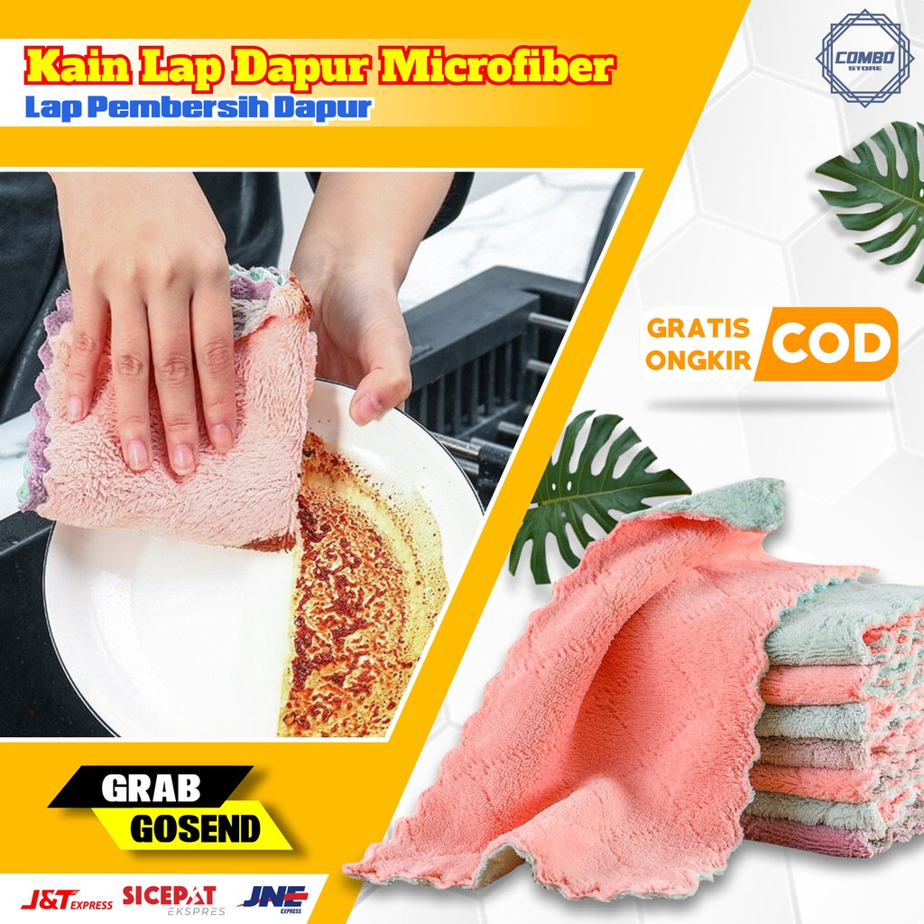 Kain Lap Microfiber Serbet Meja Dapur Serbaguna Penyerap Minyak Dan Air