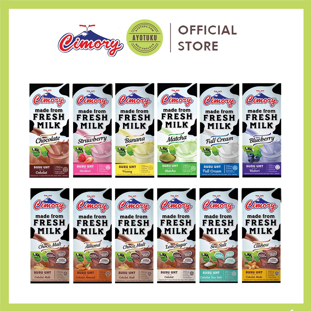 

Cimory UHT 250 ML All Varian/CHOCOLATE/STRAWBERRY/MATCHA/BANANA/MARIE/BLUEBERRY/ALMOND