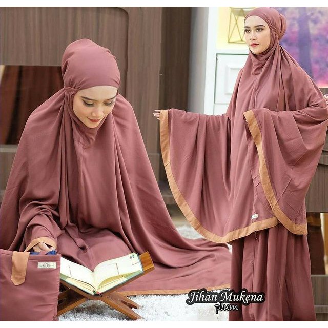 PROMO - MUKENA Jihan (FREE TAS) - Super JUMBO - Simple - Polos - Mukena Treveling - Mukena Umrah