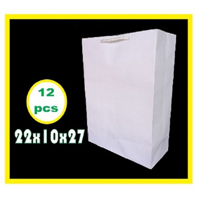 

12Pcs Tas Kertas 22X27 Paperbag Souvernir Paper Bag Kantong Polos Putih