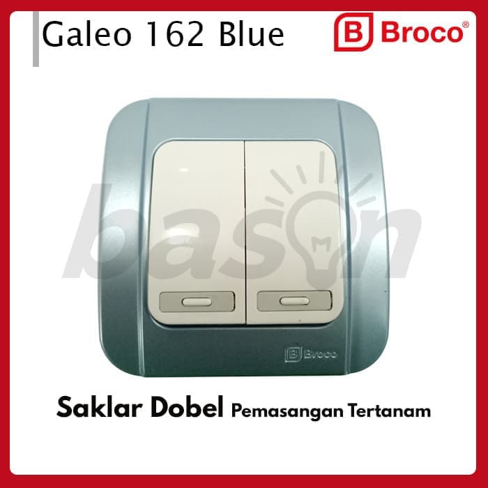 Perlengkapan Listrik - Saklar Broco - Saklar Broco Galleo 2 Gang 1 Way Switch | Saklar G162 | Blue