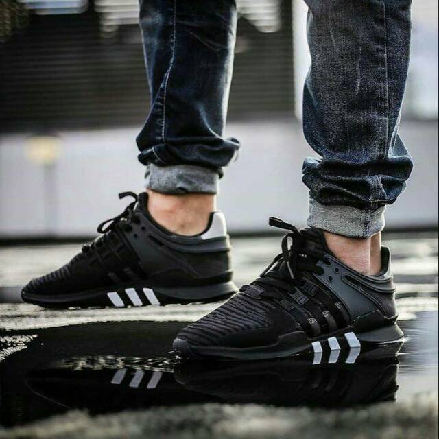 SEPATU ADIDAS EQUIPMENT EQT ADV SUPPORT BLACK SOLID GREY PREMIUM ORIGINAL. SEPATU ADIDAS MURAH