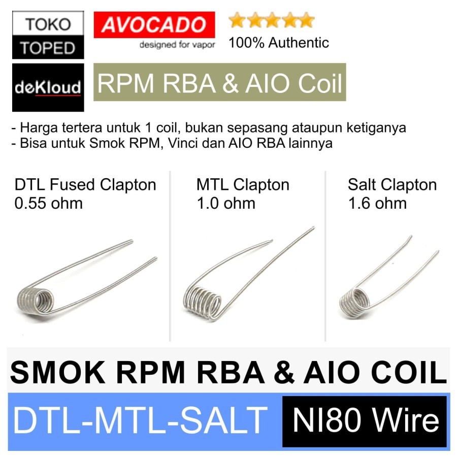 AN Coil For Smok RPM RBAx - Authentic Avocado MTLx DTL Salt NI80