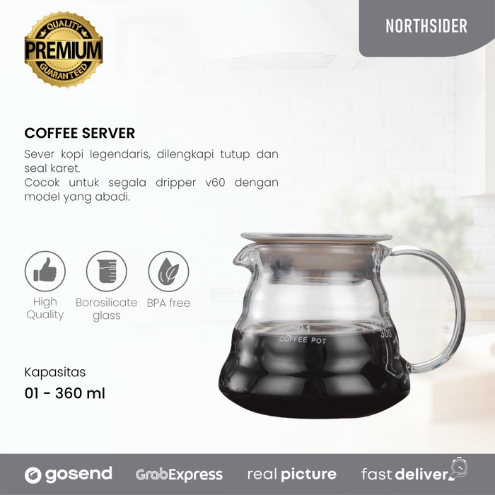 

DISKON - (BISA COD) V60 COFFEE SERVER / SERVER KOPI GLASS POUR OVER 360ML