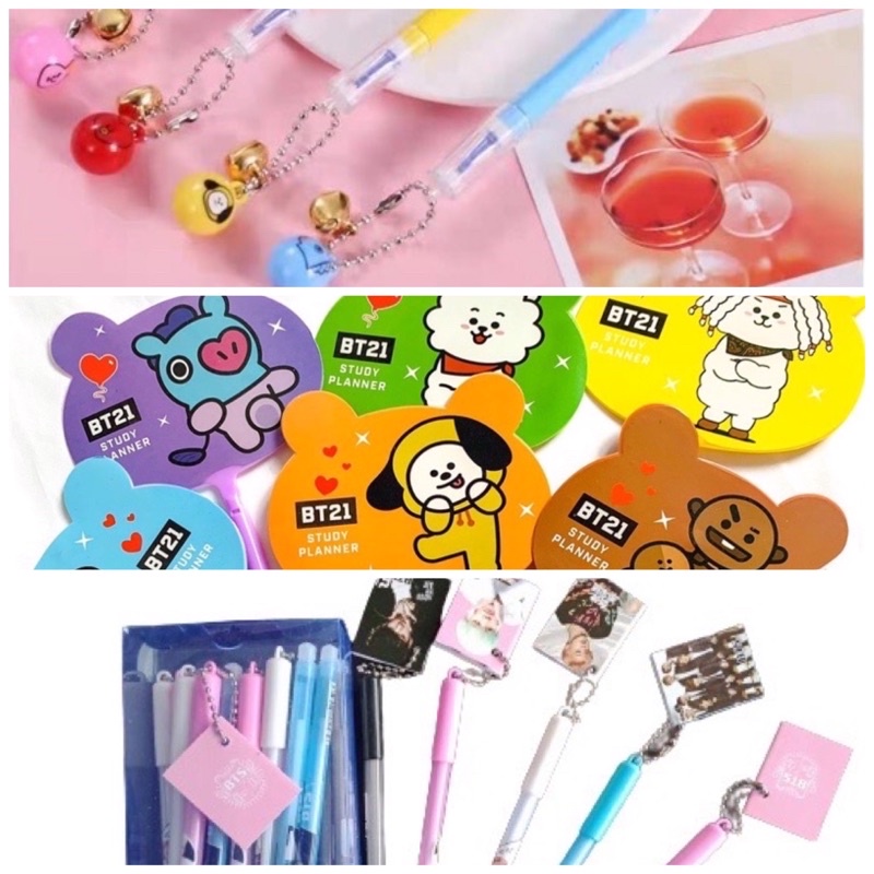 Pulpen Gel 12pc BTS Kipas Pena Bt21 Squid Game Karakter Bolpoin lusinan Grosir