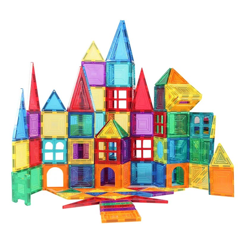 Magnetic Tiles 120 Set 3D Building Block Mainan Magnet Puzzle Magnet Mainan Montessori Anak Magnetic Puzzle Sensory Toys