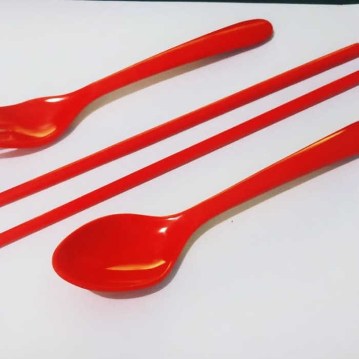 Perlengkapan Makan Melamine Set 3in1 Sendok Garpu Sumpit Melamin