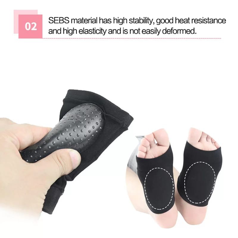 1 Pasang Foot Arch Support Bahan Kain Halus Lembut / Insole Kaki Datar Silicone Premium