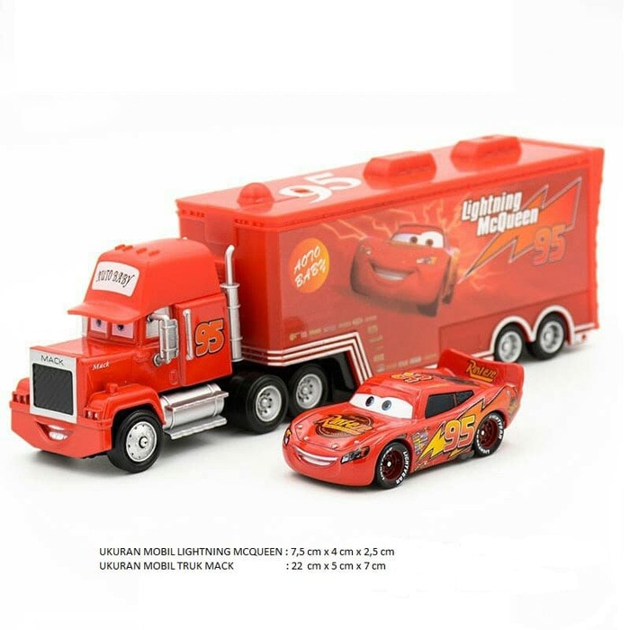 Mainan Diecast Mobil Karakter Cars Lightning Mcqueen dan Truk Mack