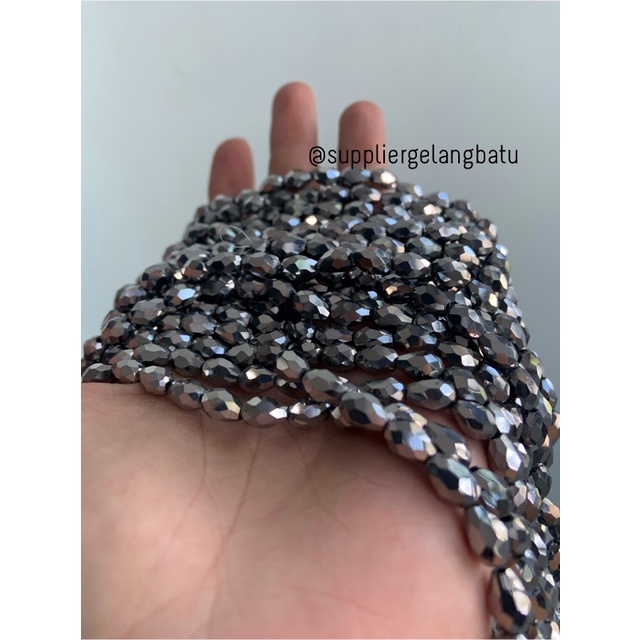 kristal Ceko tetes 10 x 6mm SILVER PERAK spacer pembatas bahan rangkai