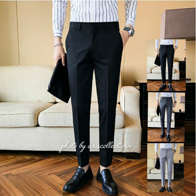 Celana Bahan Kerja Kantor Formal Dasar Slimfit Panjang Pria Berbahan Premium Quality