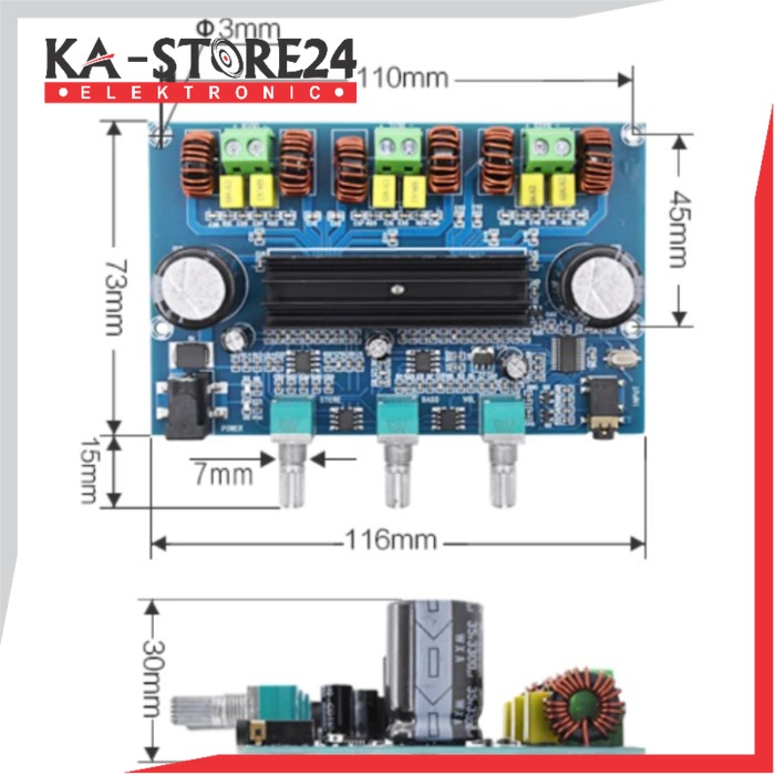 Bluetooth 2.1 Amplifier Class-D TPA3116 Subwoofer 100W +Stereo 2x50W
