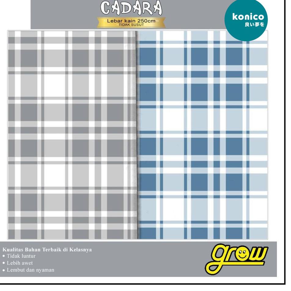 Terbaru 10.10 KONICO kain Katun sprei Meteran Motif MINIMALIS kotak CADARA BIRU ABU Star Esra GROW C