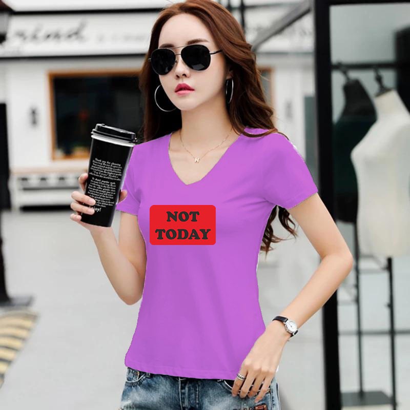 YOURSTYLE1119 - KAOS WANITA VNECK NOT TODAY RED/ KAOS TERLARIS / KAOS VNECK