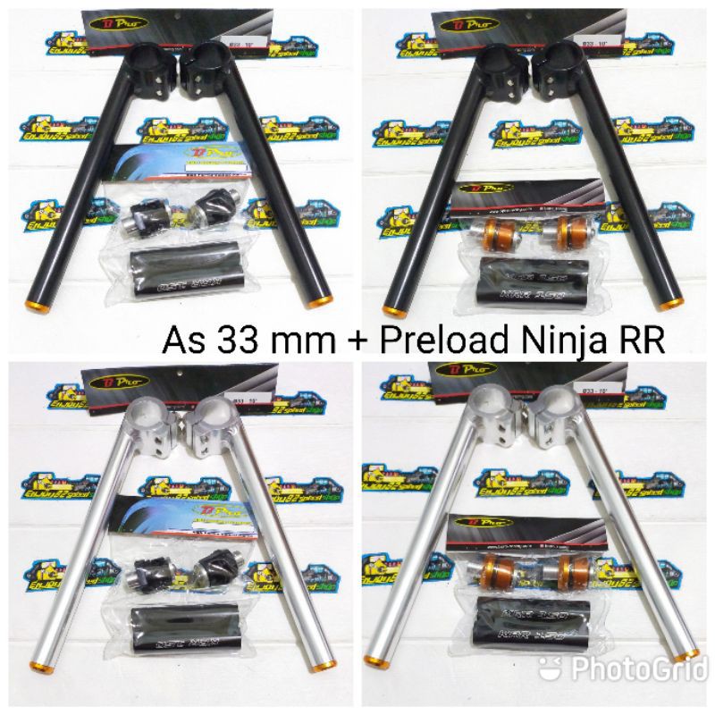 Stang Jepit Setang Bpro as 33 mm / 10° plus Preload Stelan Shock Bpro Ninja 150 RR
