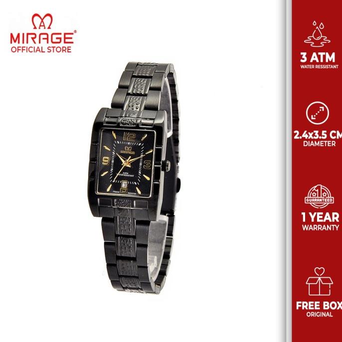 Jam Tangan Wanita Mirage Anti Air 8461L Full Black barang ada