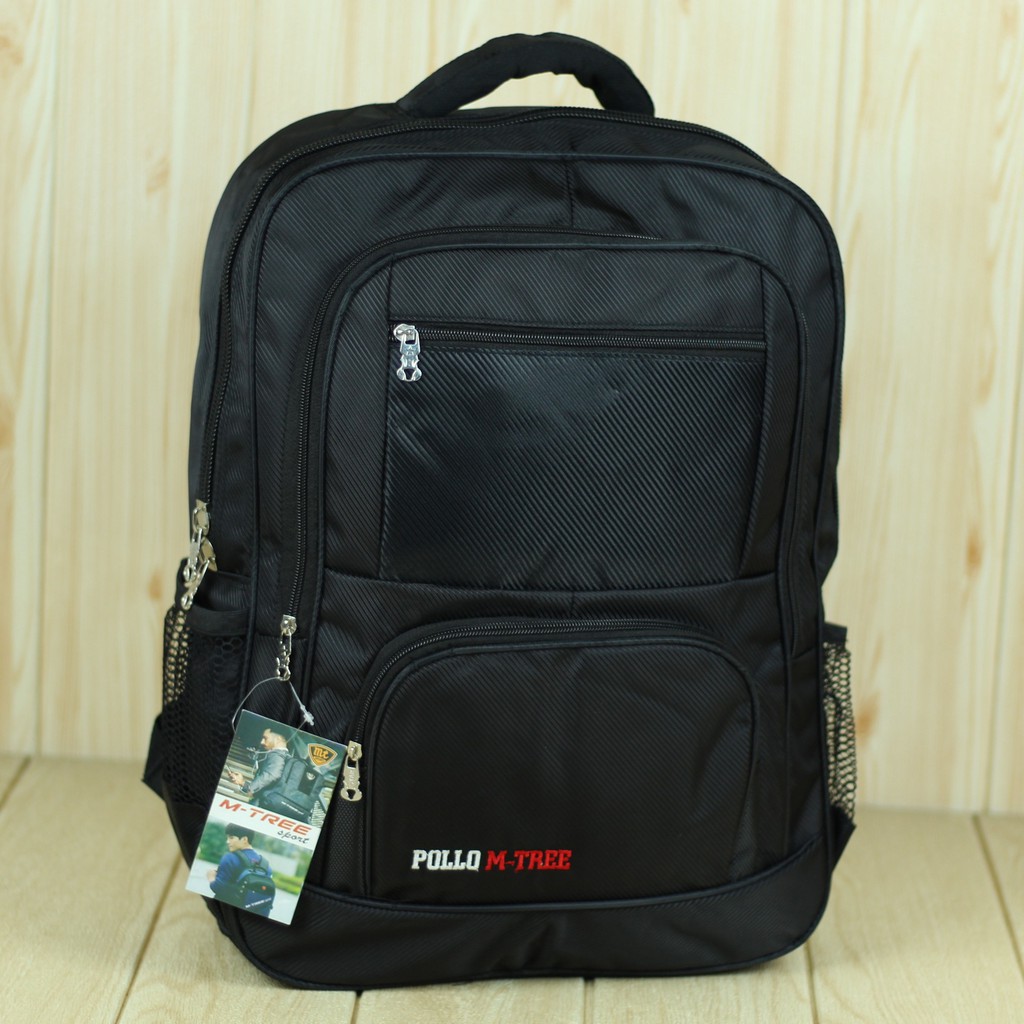 TAS RANSEL POLO MURAH Backpack Pria Kerja Ekslusif Premium Tas Laptop M Tree Hitam Free Raincover