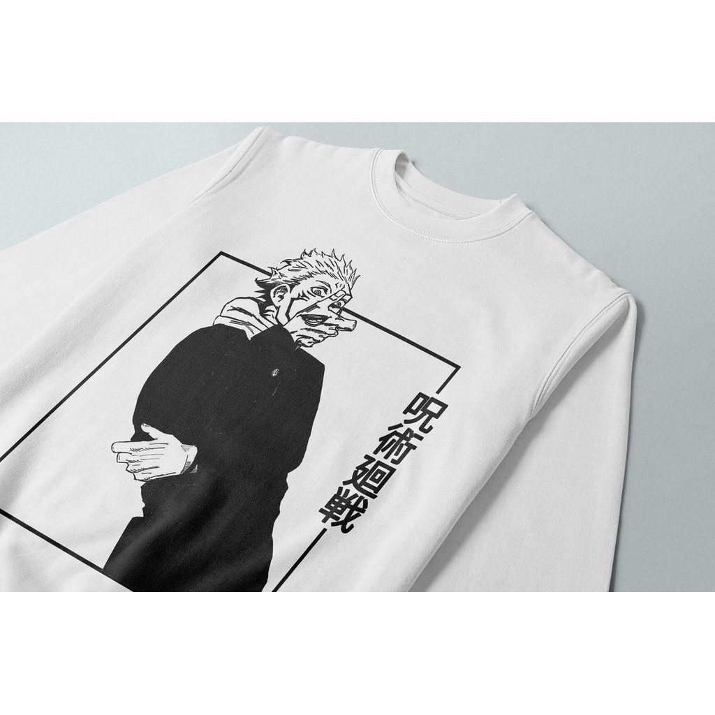 Crewneck Itadori Yuuji Sukuna White Anime Manga Jujutsu Kaisen