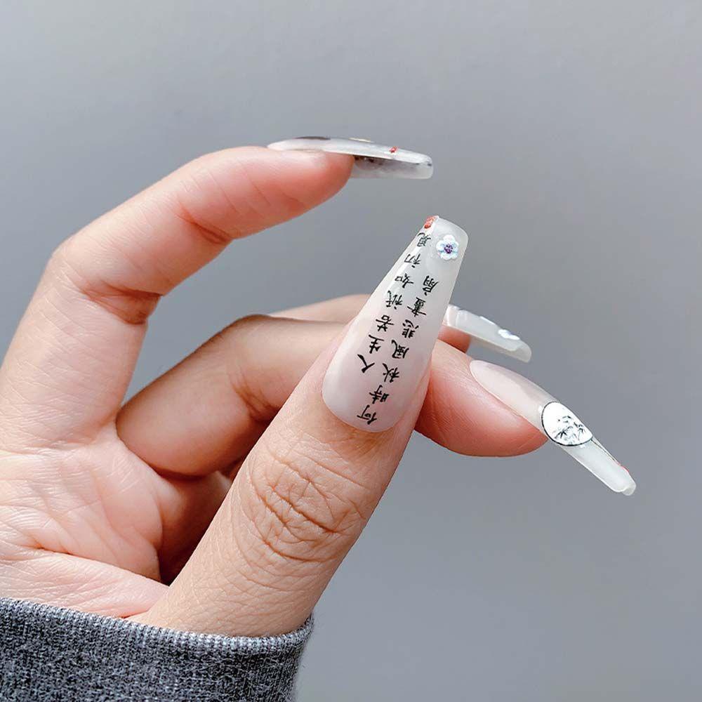 Agustina Stiker Kuku Cina Fashion Gaya Antik Karakter Cina Manicure Aksesoris Bunga Kipas Nail Stickers
