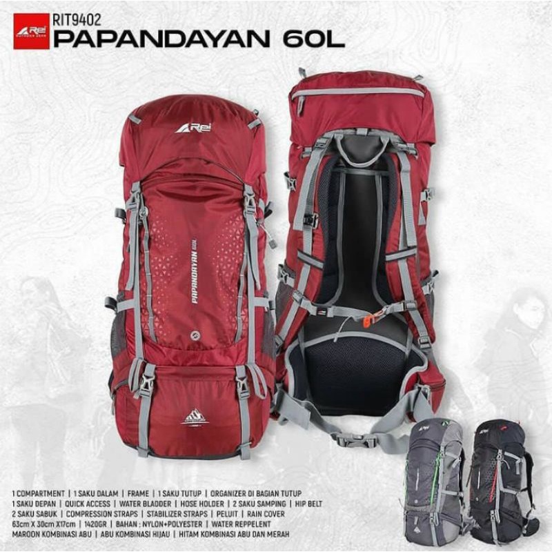 Tas Gunung || Carrier Papandayan 60L Arei Outdoorgear