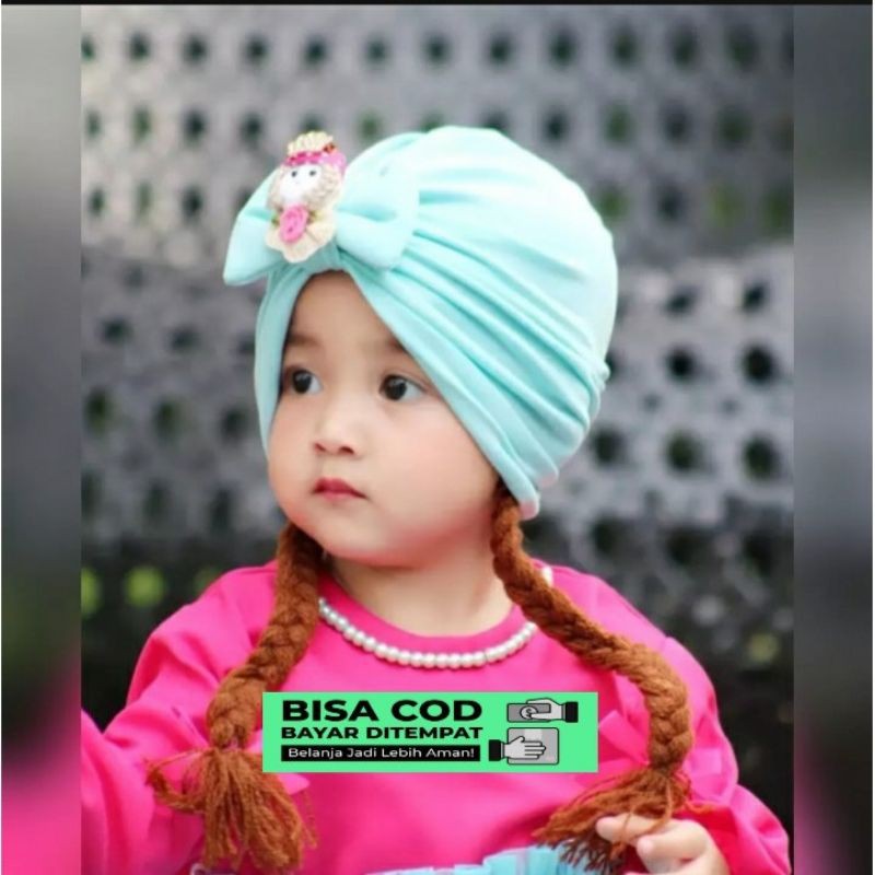 turban anak boneka kepang lucu 0-3thn