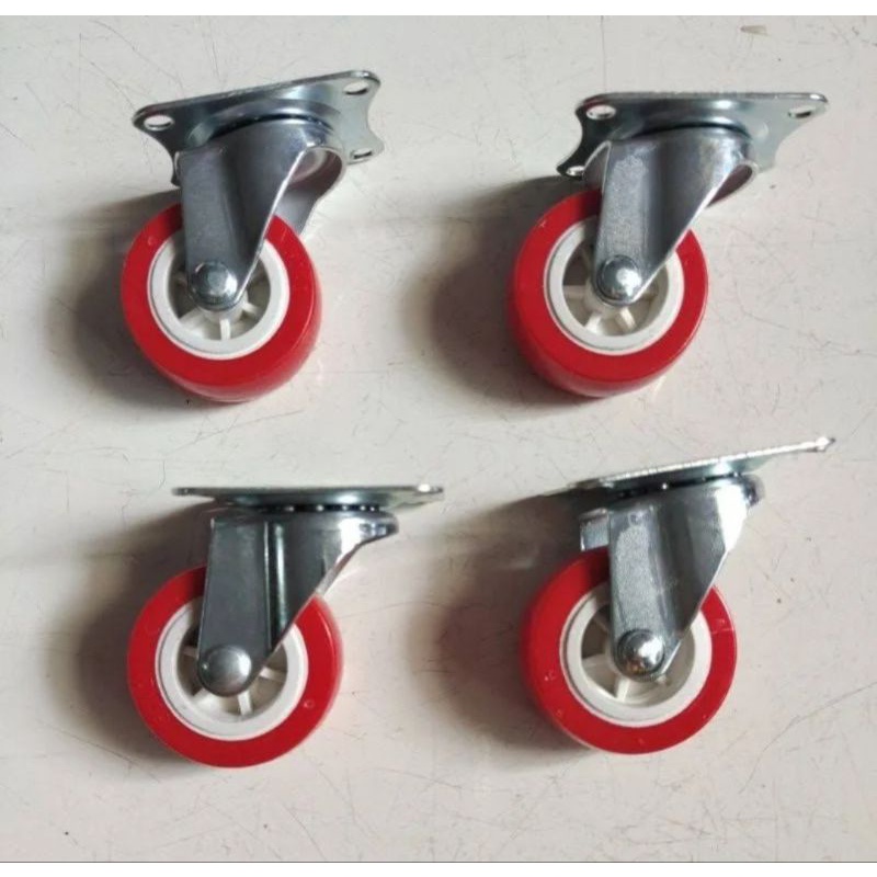 Roda 2 inch merah (1 set 4 pcs)