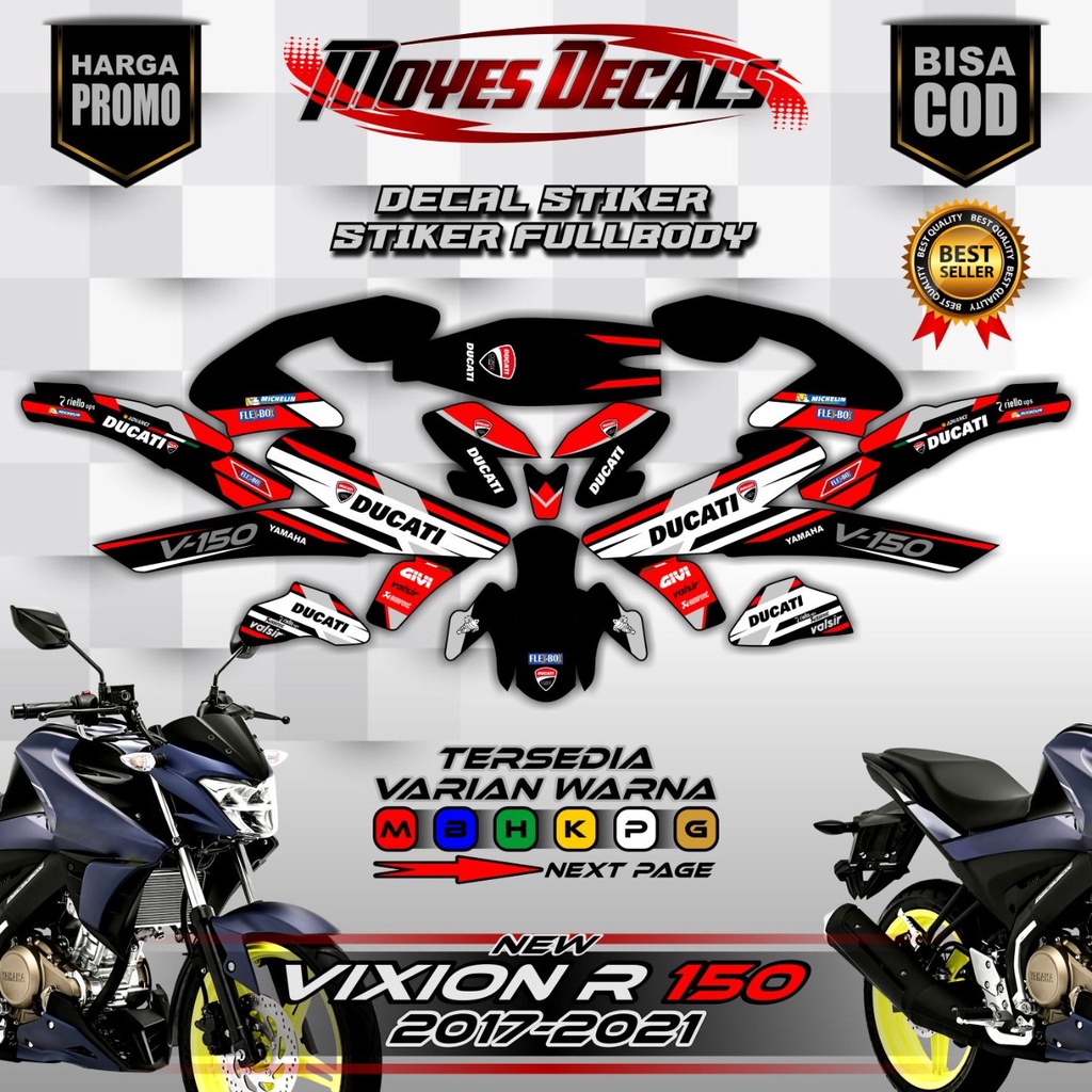 Terbaru Bisa COD Decal All New Vixion R - Decal tiker full body all new vixion r motif ducati - Spec