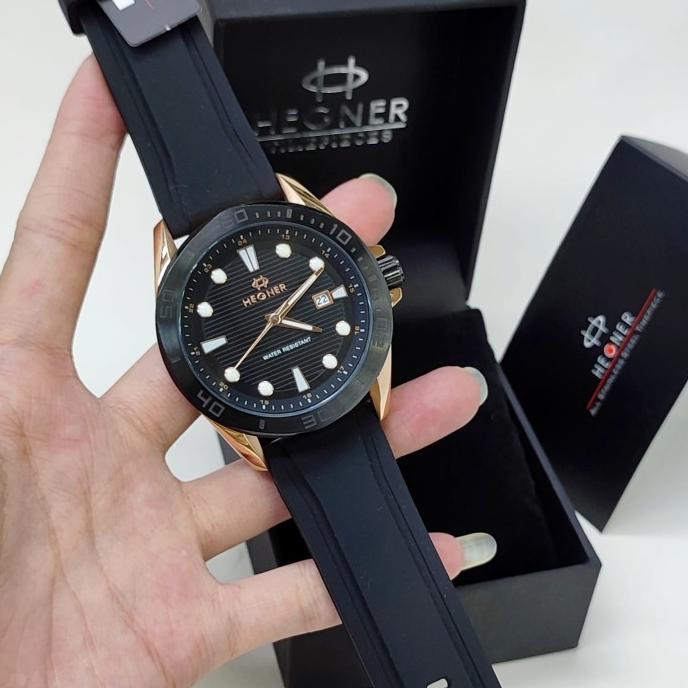 Jam Tangan Pria Hegner 1674 Analog Rubber Original Ultrashop09
