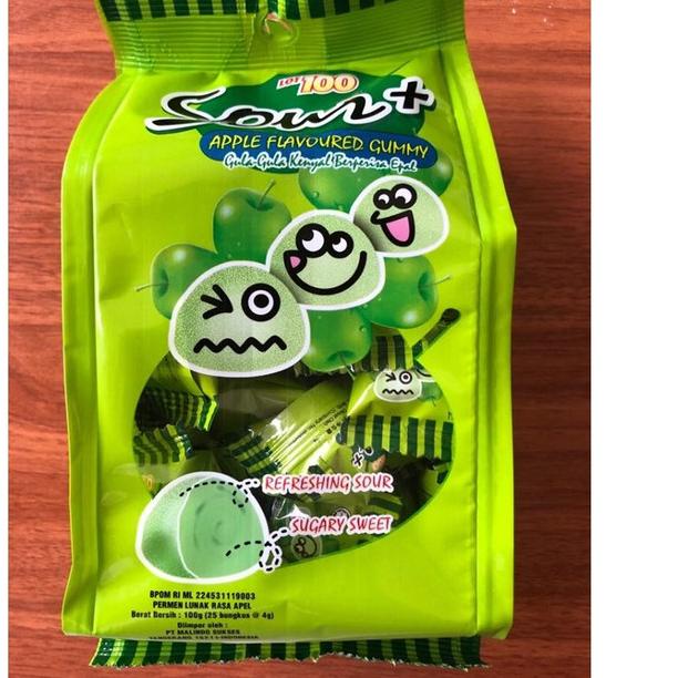 

♦ Permen Asam Lot 100 Sour + Gummy apple / permen kenyal 25pcs (100gr ) ➫