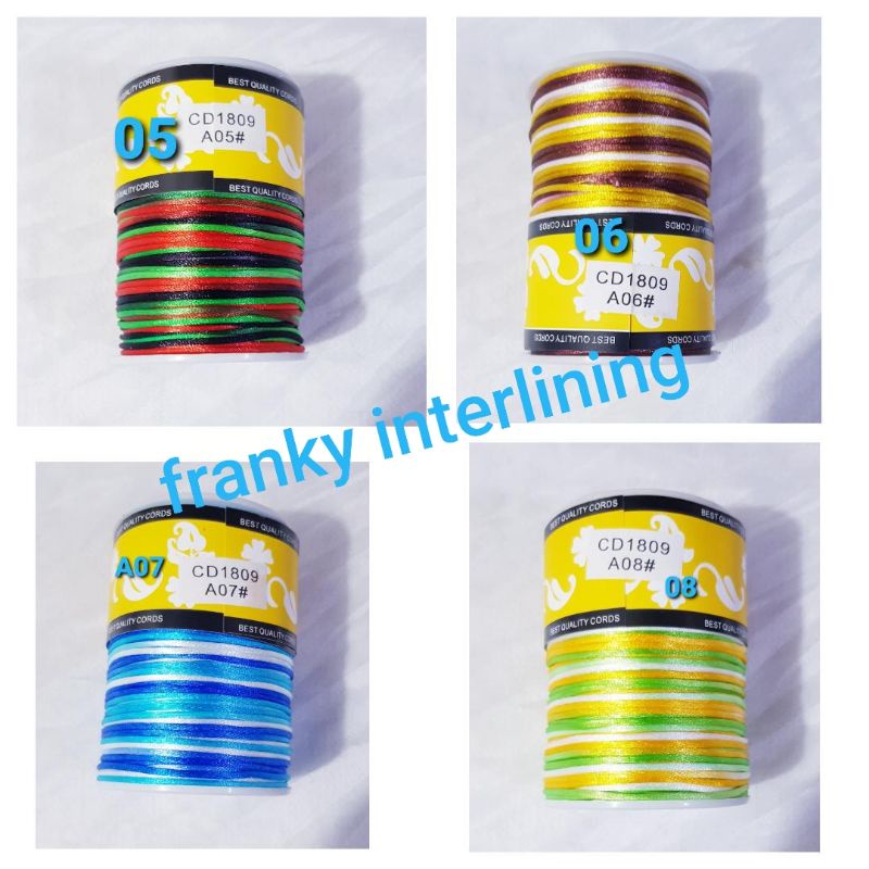 TALI SATIN CINA RAINBOW DIAMETER 2mm HARGA PER ROLL ISI 100 METER